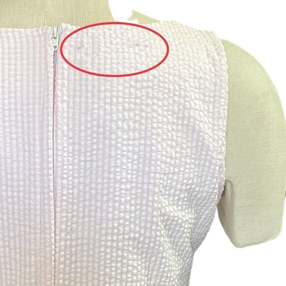 Dressbarn Sleeveless Seersucker Square Neck Sheath Dress Sz 6 Pink 142A - Picture 6 of 7
